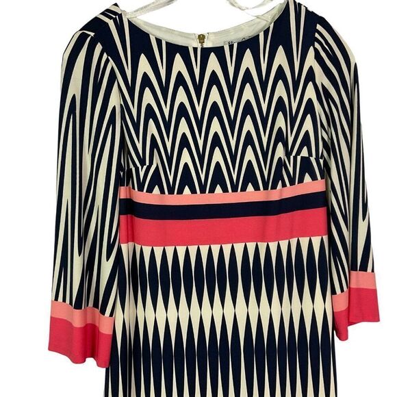 Eliza J Women's Chevron Striped Dress With 3/4 Sleeves & Back Zipper size 4 - Picture 4 of 10